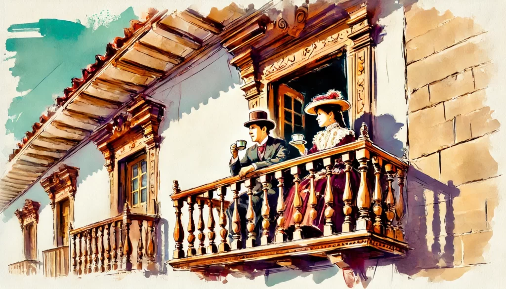 Personas disfrutando de la vista desde los balcones del Cusco