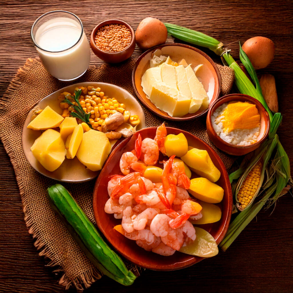 Ingredientes del chupe de camarones