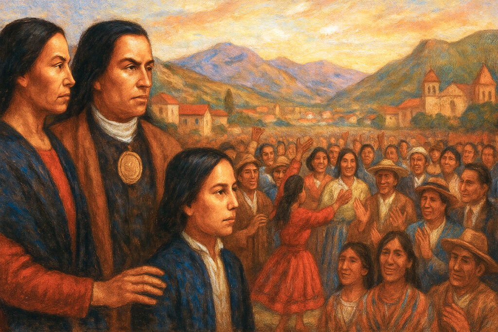 Túpac Amaru, Micaela Bastidas y Fernando Túpac Amaru con un pueblo agradecido y sediento por libertad