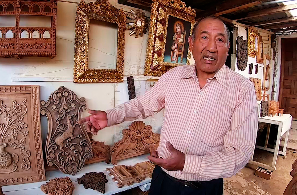 Tallados de madera elaborados por el maestro ebanista cusqueño Cirilo León Aguilar