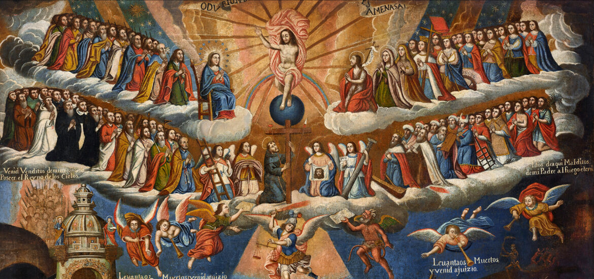 Pintura de El juicio final de Diego Quispe Tito, obra maestra de la Escuela Cusqueña con visión andina del Apocalipsis cristiano