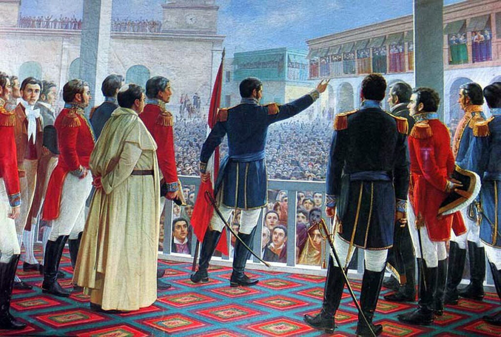 Proclamación de la independencia del Perú por José de San Martín en 1821